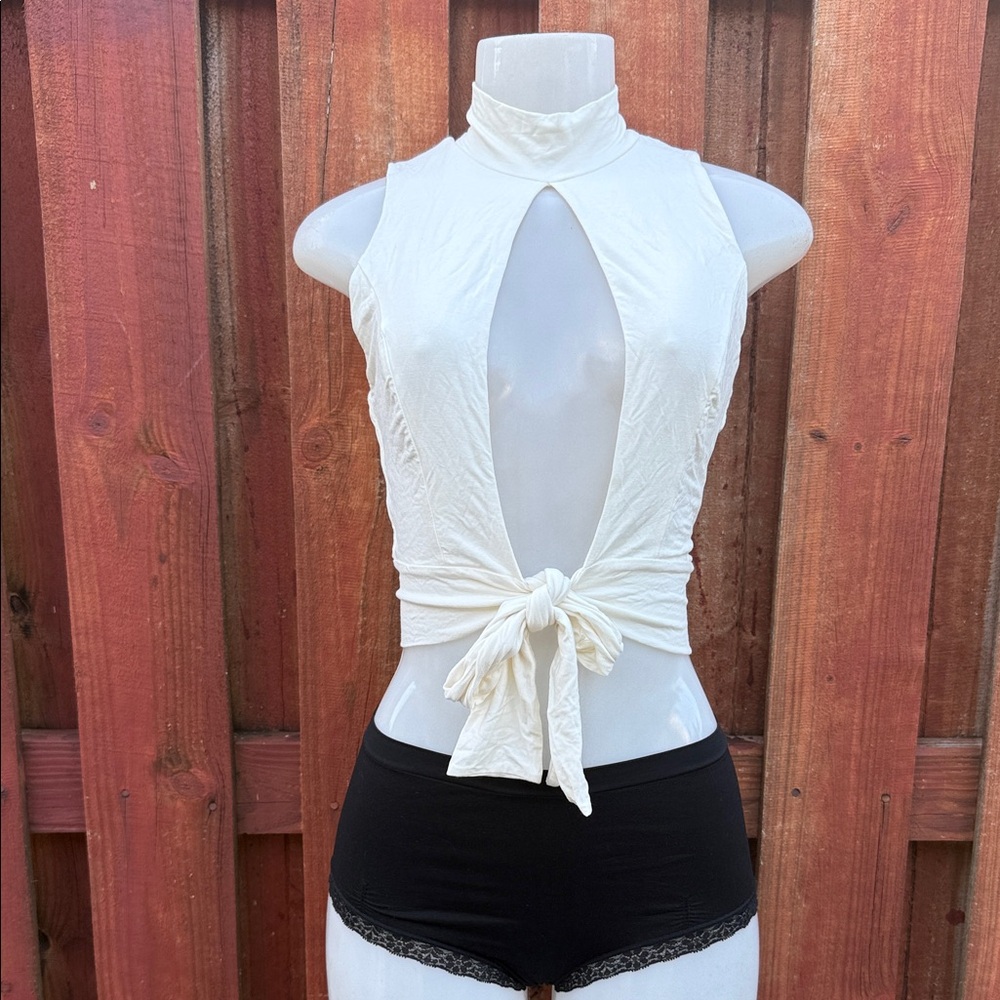 Lux White Tie-Front Bodysuit